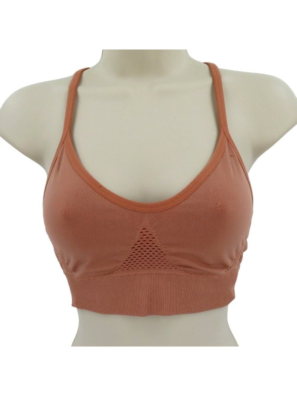Nike Dri Fit Womens Small Solid Orange Sports Bra Racerback Wireless No Padding